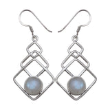 Natural Rainbow Moonstone Silver Earrings