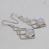 Natural Rainbow Moonstone Silver Earrings