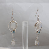 Natural Rainbow Moonstone Silver Earrings