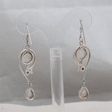 Natural Rainbow Moonstone Silver Earrings