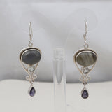 Natural Labradorite Silver Earrings