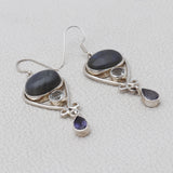 Natural Labradorite Silver Earrings