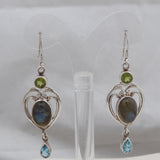 Natural Labradorite Silver Earrings