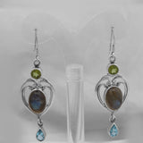 Natural Labradorite Silver Earrings