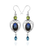 Natural Labradorite Silver Earrings