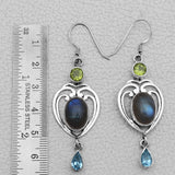 Natural Labradorite Silver Earrings