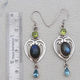 Natural Labradorite Silver Earrings