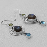 Natural Labradorite Silver Earrings
