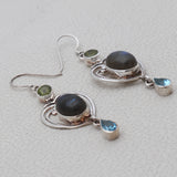 Natural Labradorite Silver Earrings