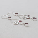 Red Garnet Sliver Drop Earrings