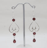 Red Garnet Sliver Drop Earrings