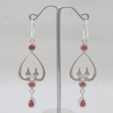 Red Garnet Sliver Drop Earrings