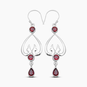 Red Garnet Sliver Drop Earrings