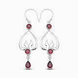 Red Garnet Sliver Drop Earrings