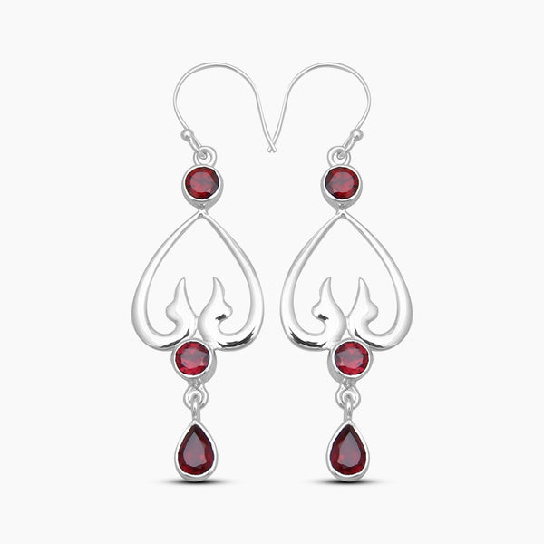 Red Garnet Sliver Drop Earrings