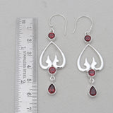 Red Garnet Sliver Drop Earrings