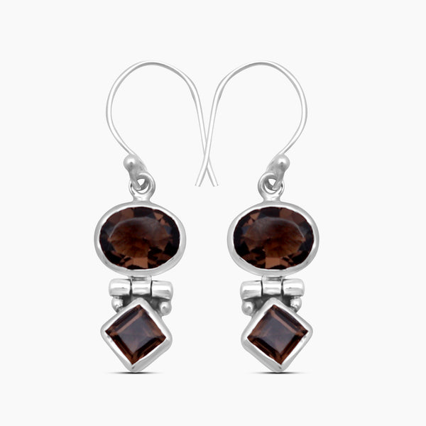 Smoky Quartz Silver Earrings