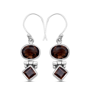 Smoky Quartz Silver Earrings