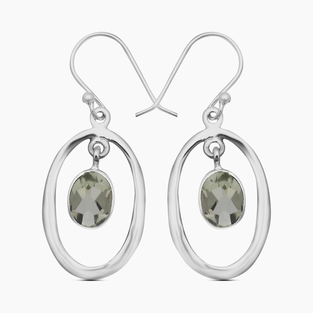 Green Amethyst Silver Earrings