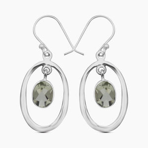 Green Amethyst Silver Earrings