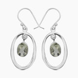 Green Amethyst Silver Earrings