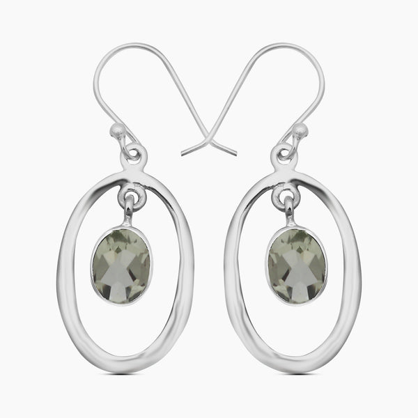 Green Amethyst Silver Earrings