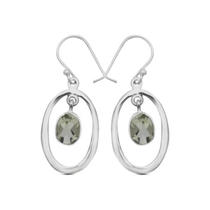 Green Amethyst Silver Earrings