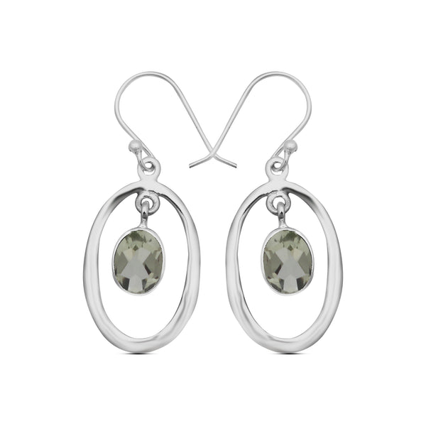 Green Amethyst Silver Earrings