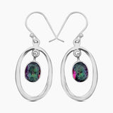 Green Amethyst Silver Earrings