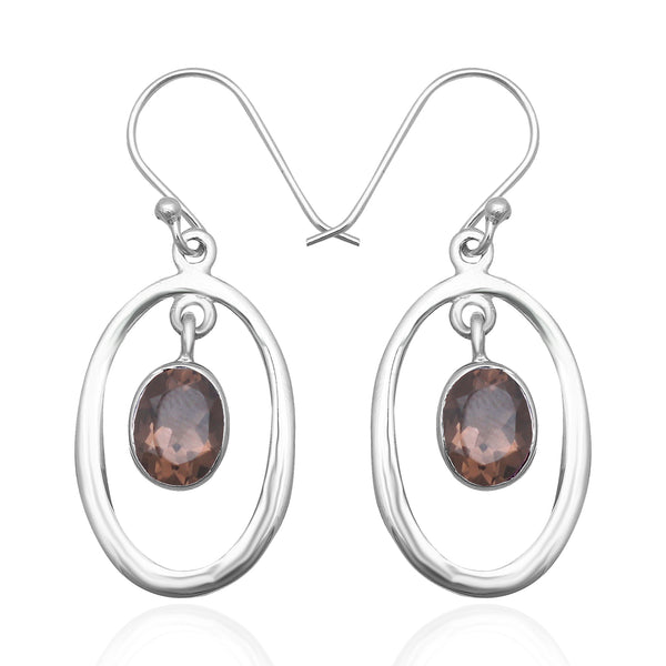 Green Amethyst Silver Earrings