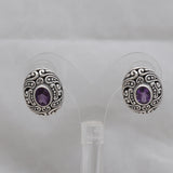 Natural Amethyst Silver Earrings