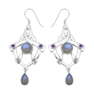 Rainbow Moonstone Silver Earring