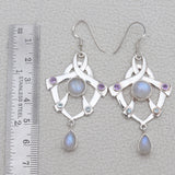 Rainbow Moonstone Silver Earring