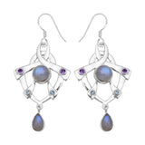 Rainbow Moonstone Silver Earring