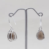 Smoky Quartz Teardrop Silver Earrings