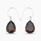 Smoky Quartz Teardrop Silver Earrings