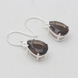 Smoky Quartz Teardrop Silver Earrings