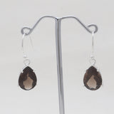 Smoky Quartz Teardrop Silver Earrings