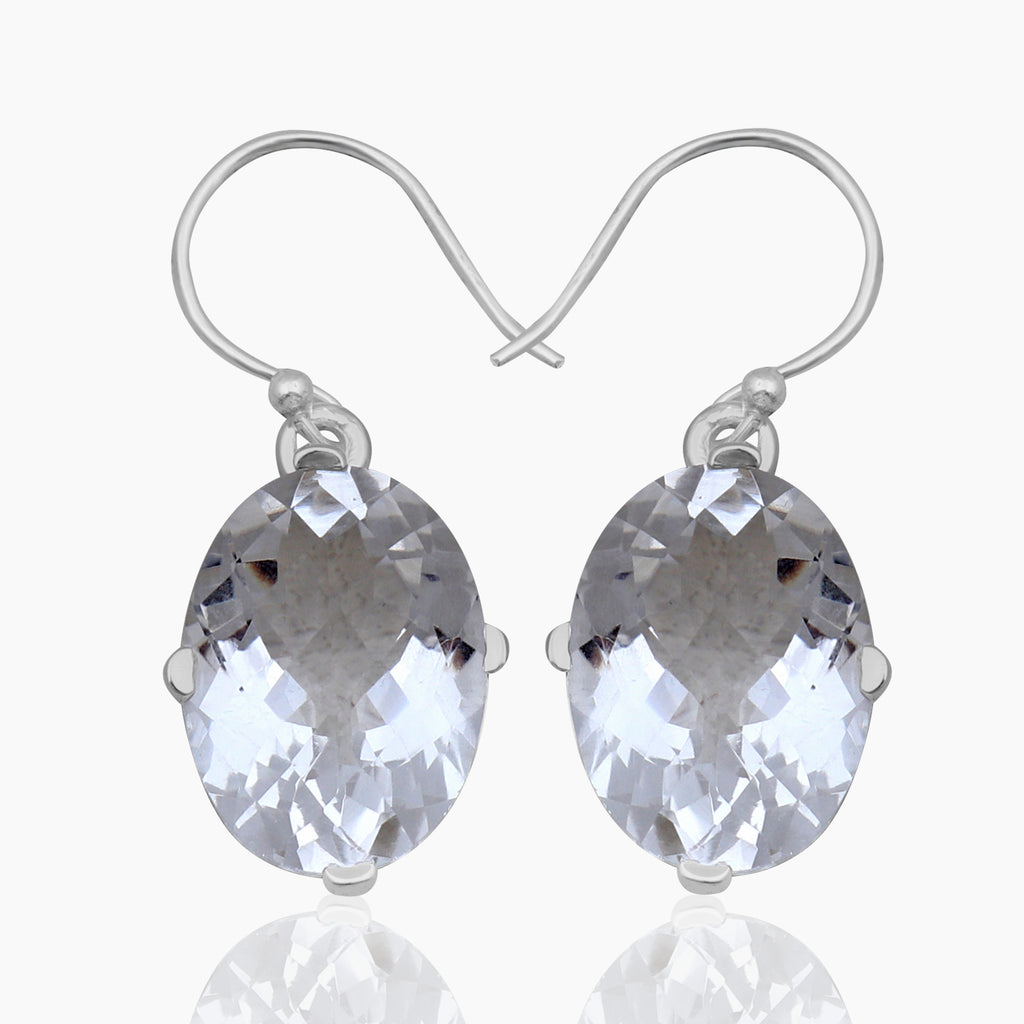 Natural Crystal Silver Earrings
