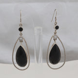 Black Onyx Silver Earrings