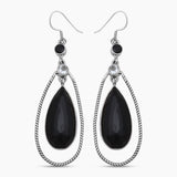 Black Onyx Silver Earrings