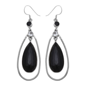 Black Onyx Silver Earrings