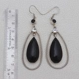 Black Onyx Silver Earrings