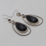 Black Onyx Silver Earrings