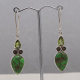 Green Copper Turquoise Silver Earrings