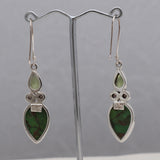 Green Copper Turquoise Silver Earrings