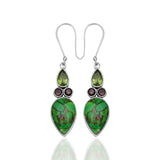 Green Copper Turquoise Silver Earrings