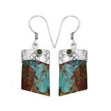 Natural Boulder Turquoise Silver Earrings