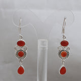 Carnelian Cabochon Silver Earrings