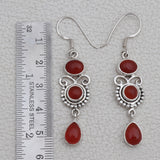 Carnelian Cabochon Silver Earrings